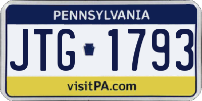 PA license plate JTG1793
