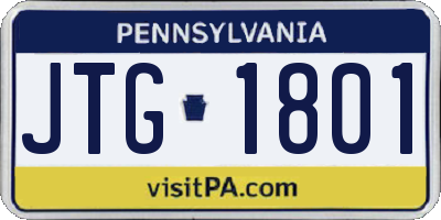 PA license plate JTG1801