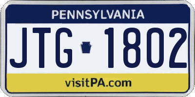 PA license plate JTG1802