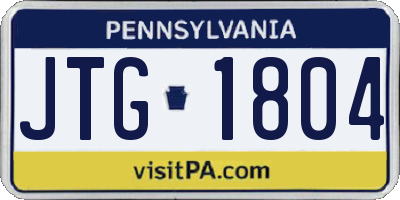 PA license plate JTG1804