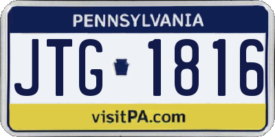 PA license plate JTG1816