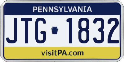 PA license plate JTG1832