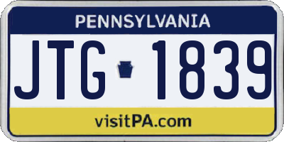 PA license plate JTG1839