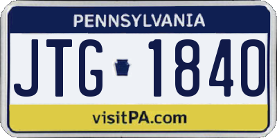 PA license plate JTG1840