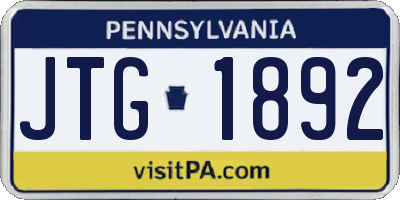 PA license plate JTG1892
