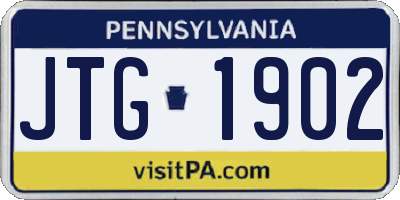 PA license plate JTG1902
