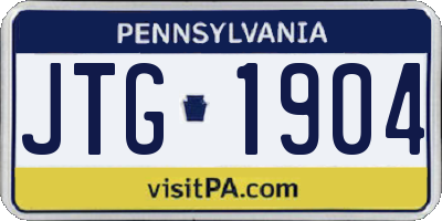 PA license plate JTG1904