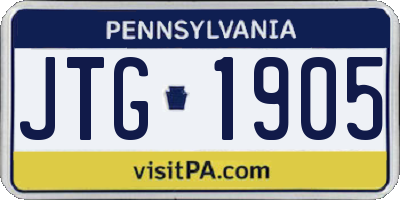 PA license plate JTG1905