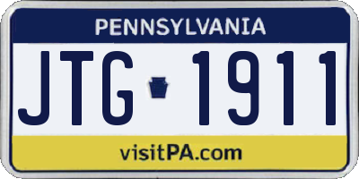 PA license plate JTG1911