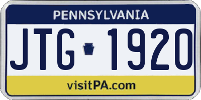 PA license plate JTG1920