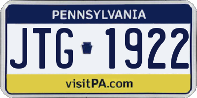 PA license plate JTG1922