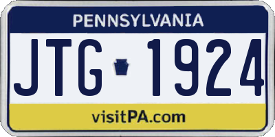 PA license plate JTG1924