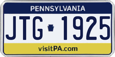 PA license plate JTG1925