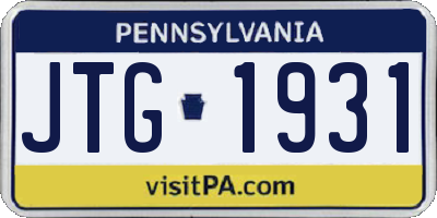 PA license plate JTG1931