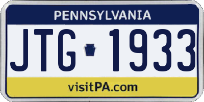 PA license plate JTG1933