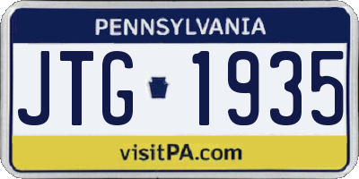 PA license plate JTG1935