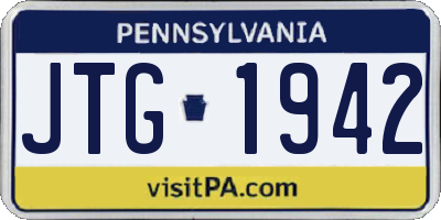 PA license plate JTG1942