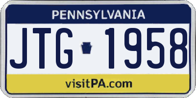 PA license plate JTG1958