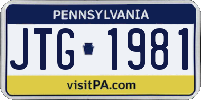 PA license plate JTG1981