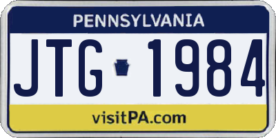 PA license plate JTG1984