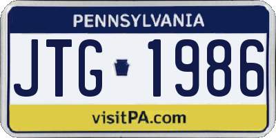 PA license plate JTG1986
