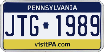 PA license plate JTG1989