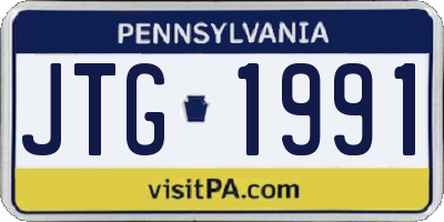 PA license plate JTG1991
