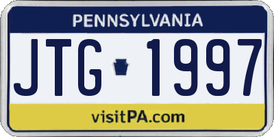 PA license plate JTG1997