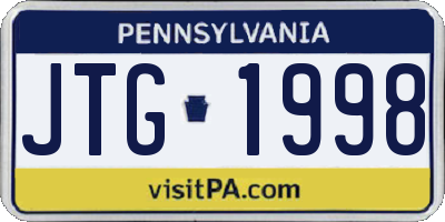 PA license plate JTG1998