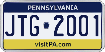 PA license plate JTG2001