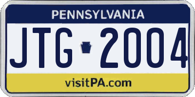 PA license plate JTG2004
