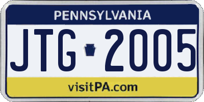 PA license plate JTG2005