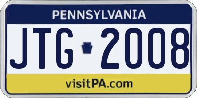 PA license plate JTG2008