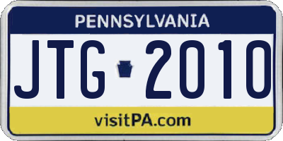 PA license plate JTG2010