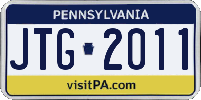PA license plate JTG2011
