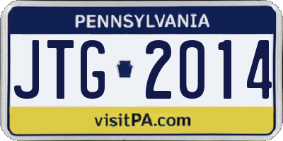 PA license plate JTG2014