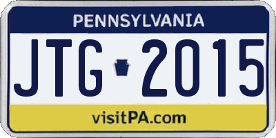 PA license plate JTG2015