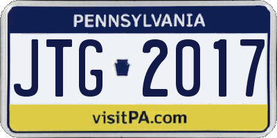 PA license plate JTG2017