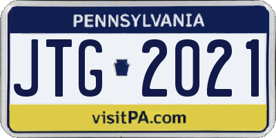 PA license plate JTG2021