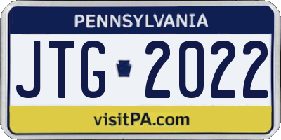 PA license plate JTG2022