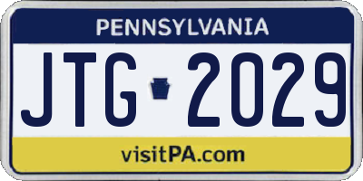 PA license plate JTG2029