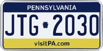 PA license plate JTG2030