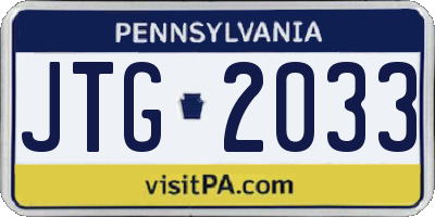PA license plate JTG2033