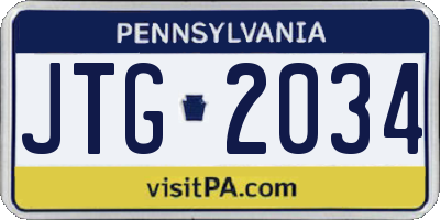 PA license plate JTG2034