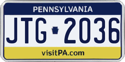 PA license plate JTG2036