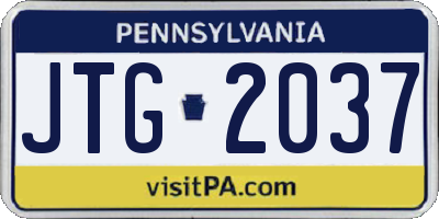 PA license plate JTG2037