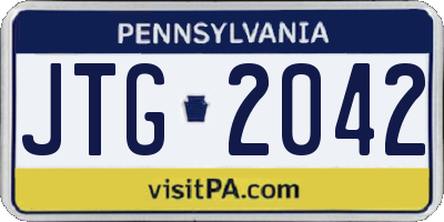 PA license plate JTG2042