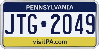 PA license plate JTG2049