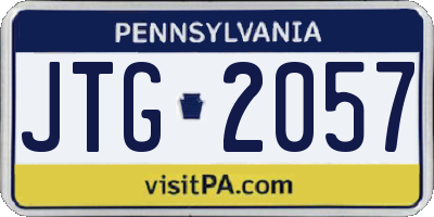 PA license plate JTG2057