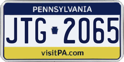 PA license plate JTG2065